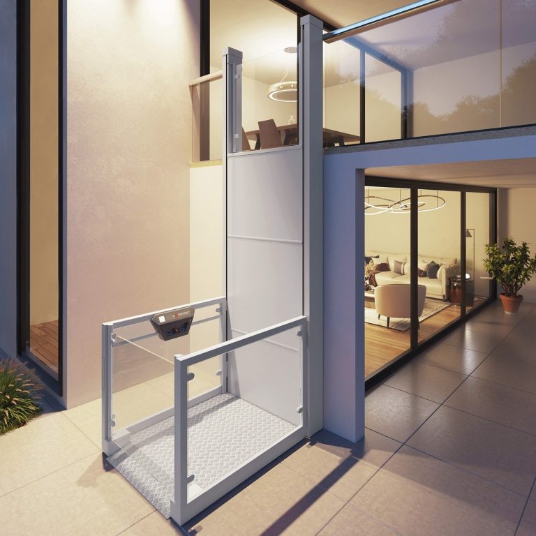 Barrierefreier Außenlift vor einem modernen Gebäude mit Glaswänden in Rehme Barrierefreier Außenlift vor einem modernen Gebäude mit Glaswänden in Rehme